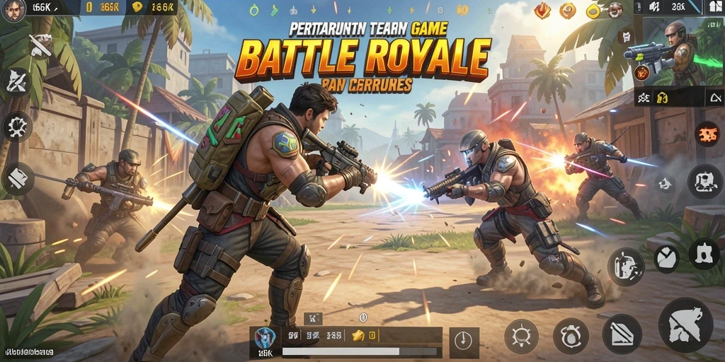 Gambaran gameplay Battle Royale yang seru di 66K.