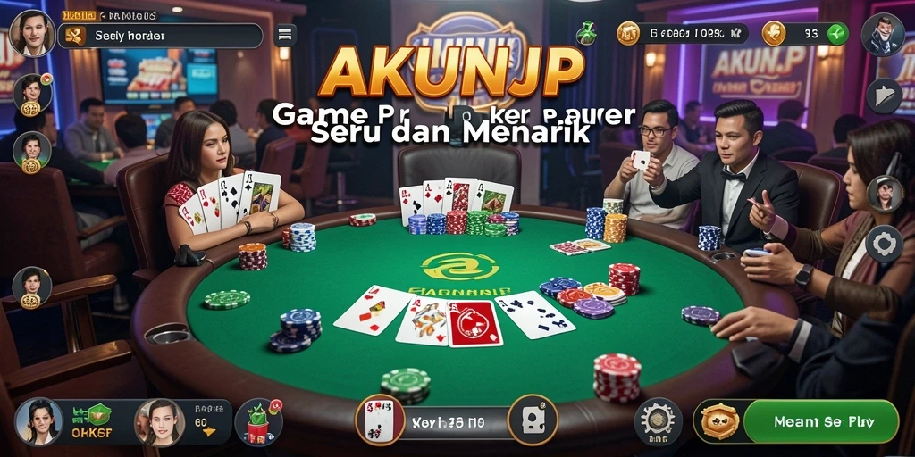 Tampilan gameplay seru dan interaktif dari permainan Poker AKUNJP.