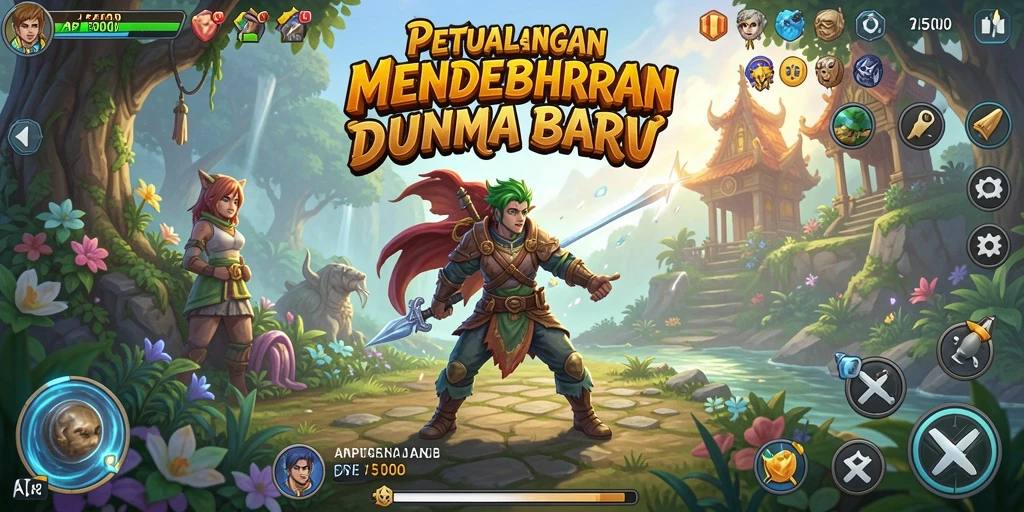 Screenshot utama API5000 menunjukkan aksi seru dalam permainan petualangan.