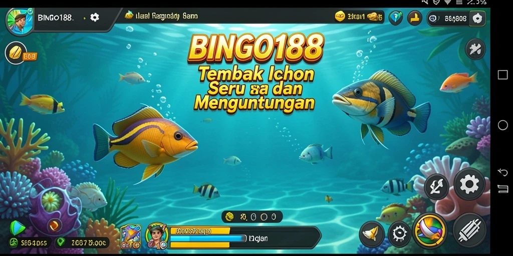 Tampilan gameplay BINGO188 dengan berbagai ikan cantik dan senjata menembak.