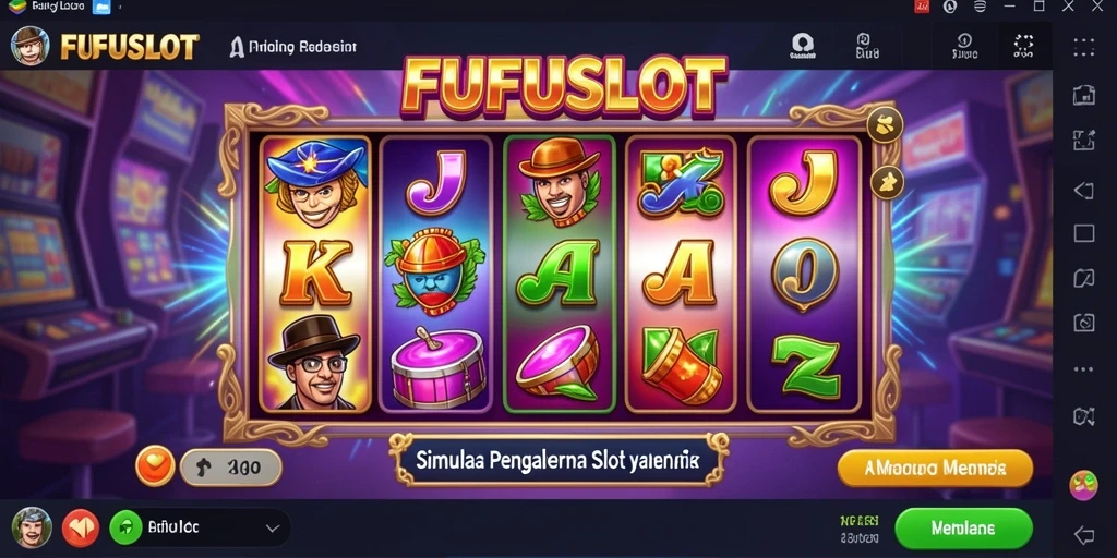 Tampilan gameplay menarik dari FUFUSLOT dengan mesin slot berwarna-warni.