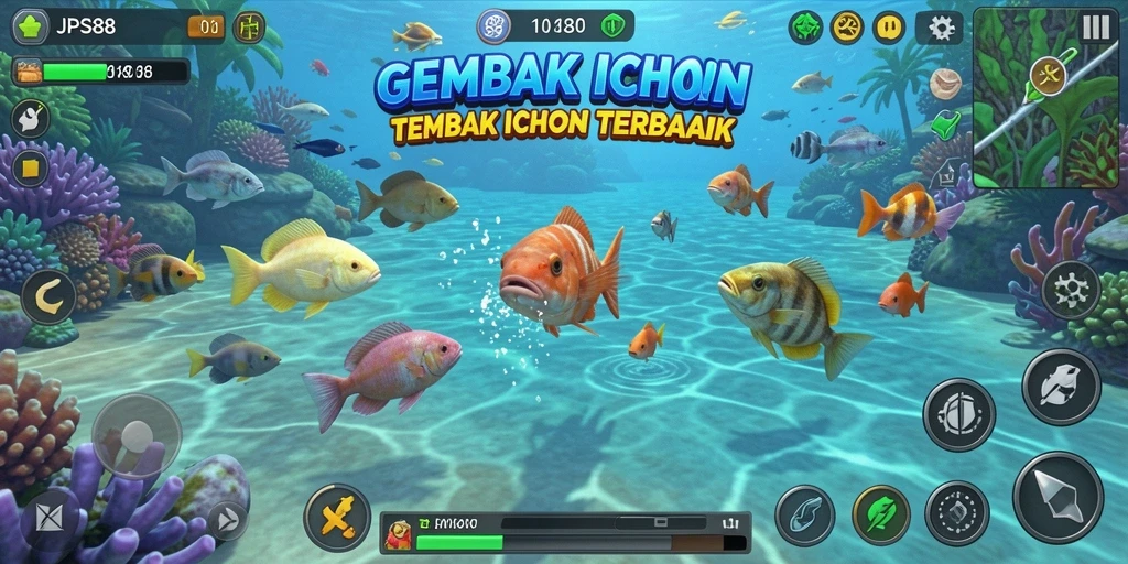 Tampilan gameplay seru dalam JPS88 saat berburu ikan.