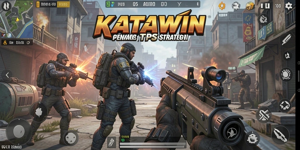 Screenshot gameplay KATAWIN menampilkan aksi seru di medan perang.