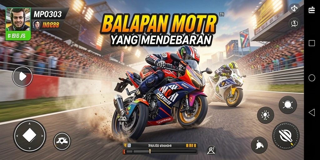 Screenshot MPO303 menampilkan aksi balapan motor yang seru dan mendebarkan.