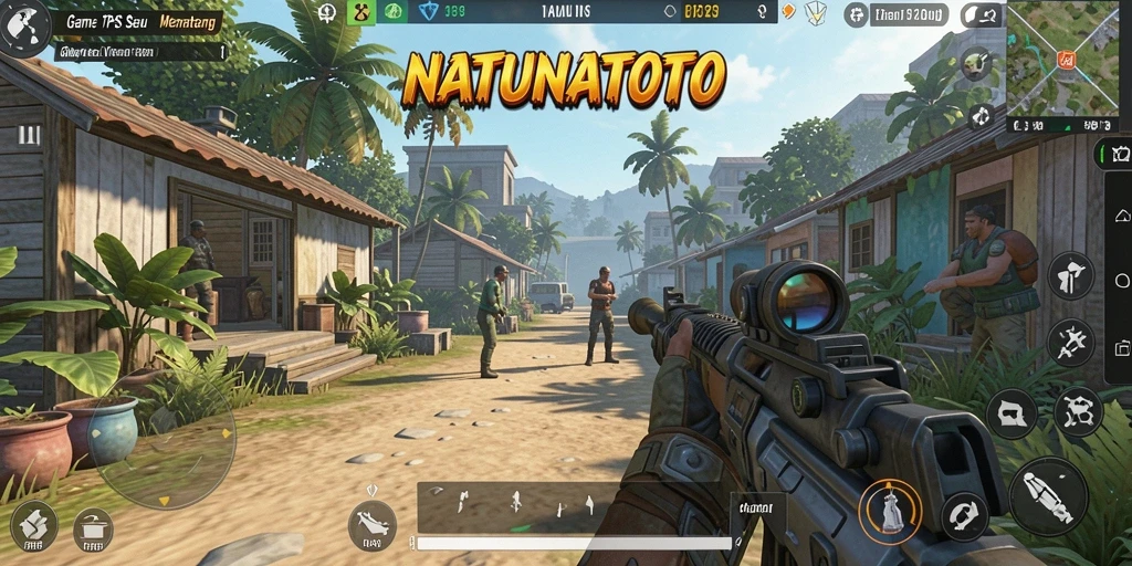 Tampilan gameplay seru dalam NATUNATOTO yang menampilkan aksi TPS.