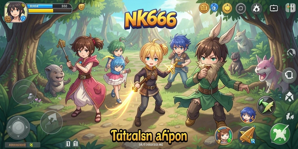 Screenshot gameplay NK666 menampilkan aksi karakter Anime yang dinamis.