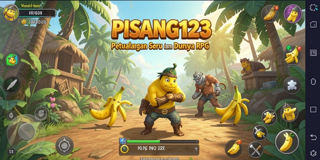 Tampilan seru dari gameplay RPG PISANG123 dengan petualangan menantang.