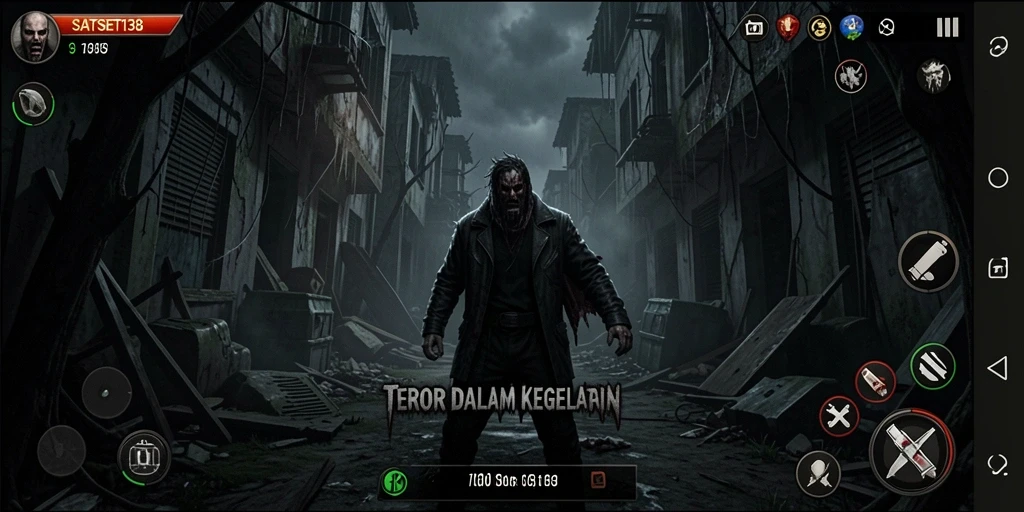 Screenshot dari gameplay menakutkan dalam SATSET138 dengan suasana gelap