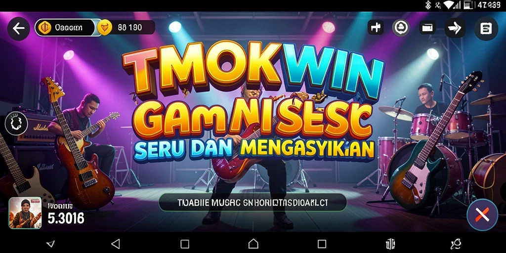 Screenshot gameplay TMOKWIN menampilkan momen seru saat bermain musik.