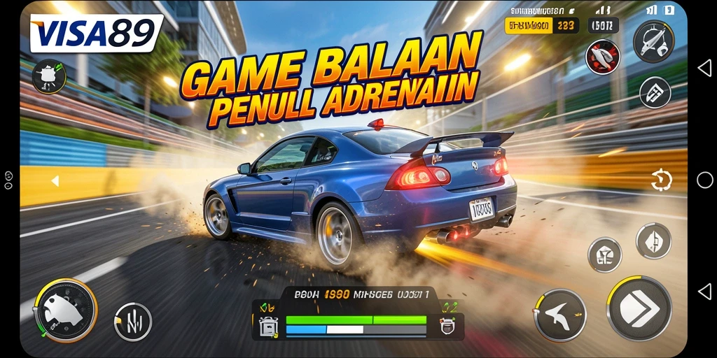 Screenshot gameplay Racing yang menampilkan aksi balapan seru.